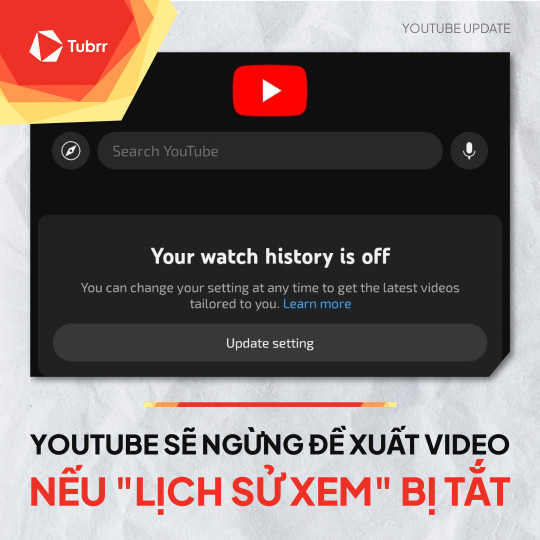 YouTube will stop recommending videos if "watch history" is turned off