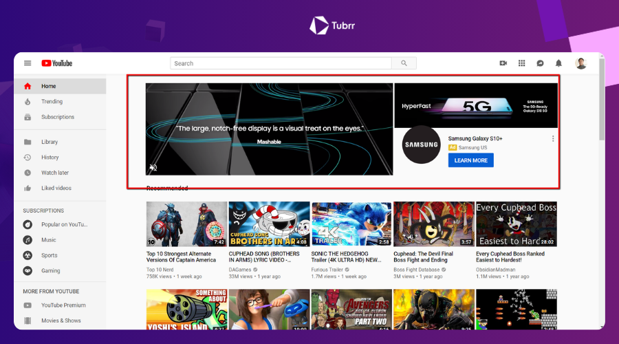 Quảng cáo YouTube Masthead là gì?