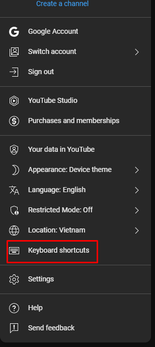 Phím tắt YouTube