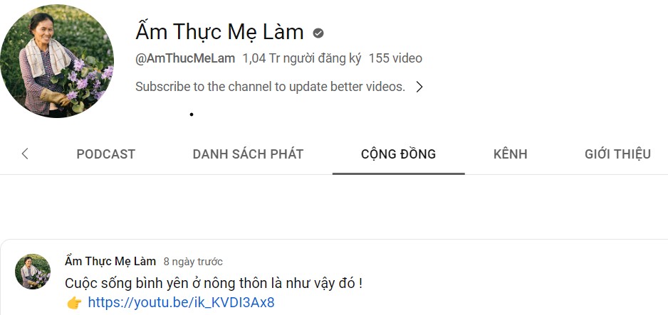 Thẻ cộng đồng trên kênh YouTube