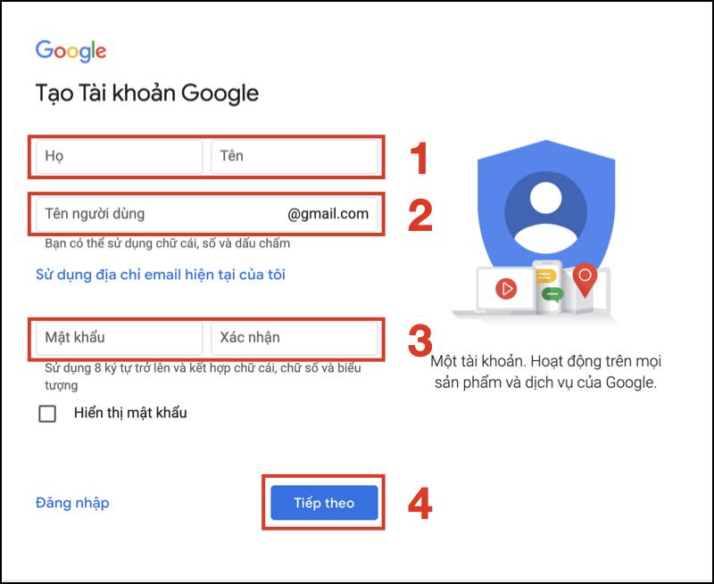 Cách tạo tài khoản Google